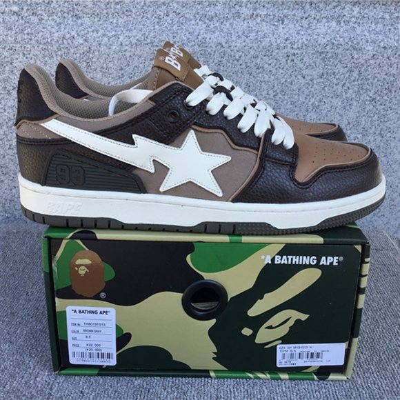 Bape Other - A Bathing Ape Bape SK8 Sta Brown Ivory Sneakers